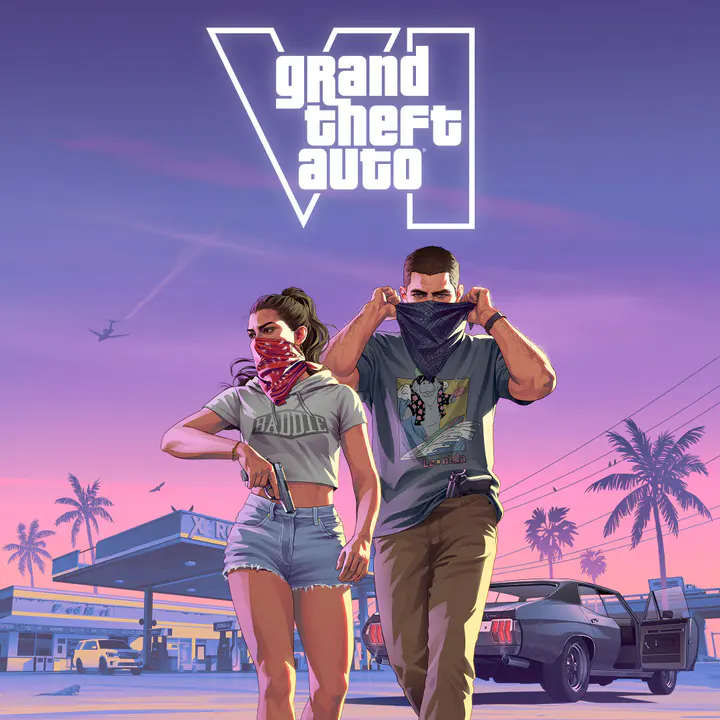 Jason and Lucia Robbery With Logo square — صورة رسمية من Grand Theft Auto VI