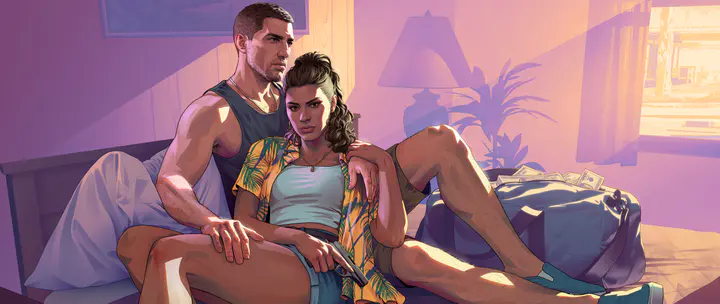 Jason and Lucia Motel ultrawide — صورة رسمية من Grand Theft Auto VI