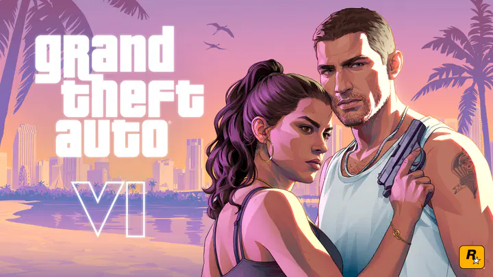 Jason and Lucia Beach With Logos — صورة رسمية من Grand Theft Auto VI