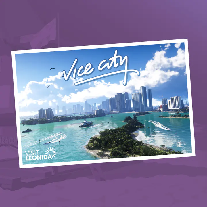 Vice City Postcard square — صورة رسمية من Grand Theft Auto VI