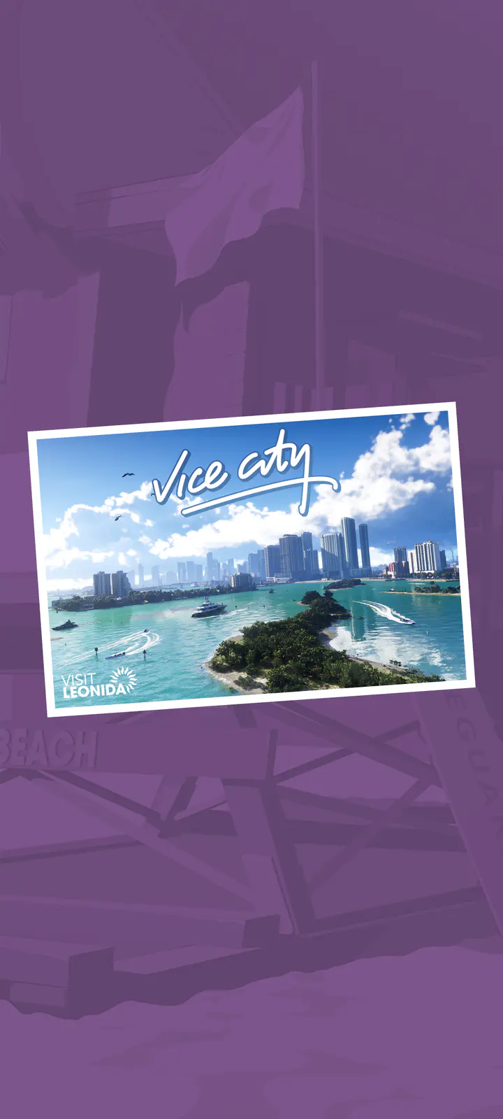 Vice City Postcard phone — صورة رسمية من Grand Theft Auto VI