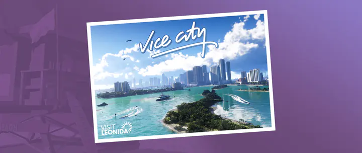 Vice City Postcard ultrawide — صورة رسمية من Grand Theft Auto VI