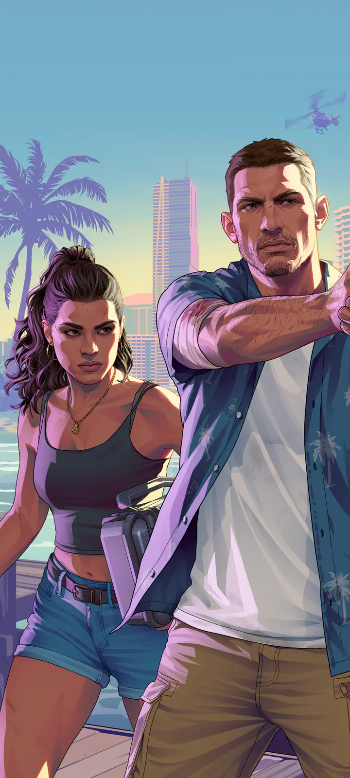 Jason and Lucia 02 phone B — صورة رسمية من Grand Theft Auto VI