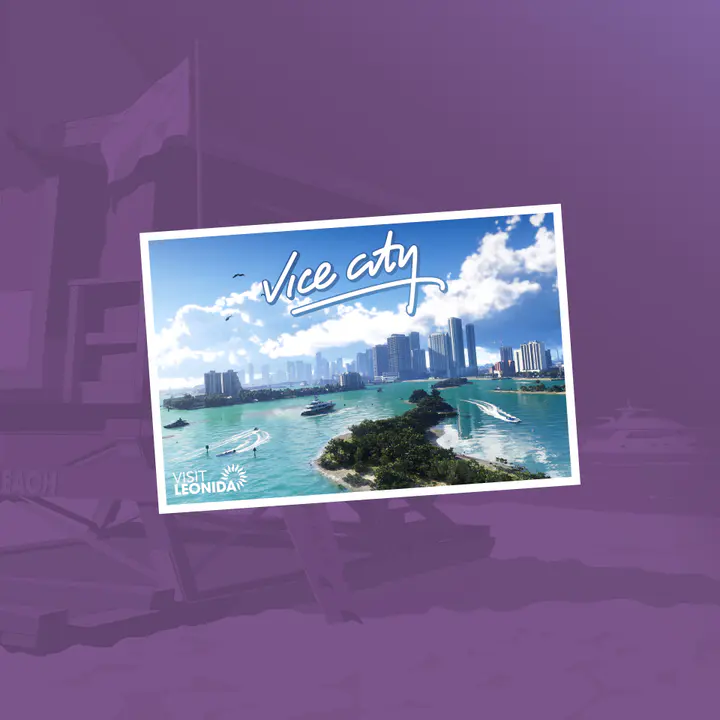Vice City Postcard tablet — صورة رسمية من Grand Theft Auto VI